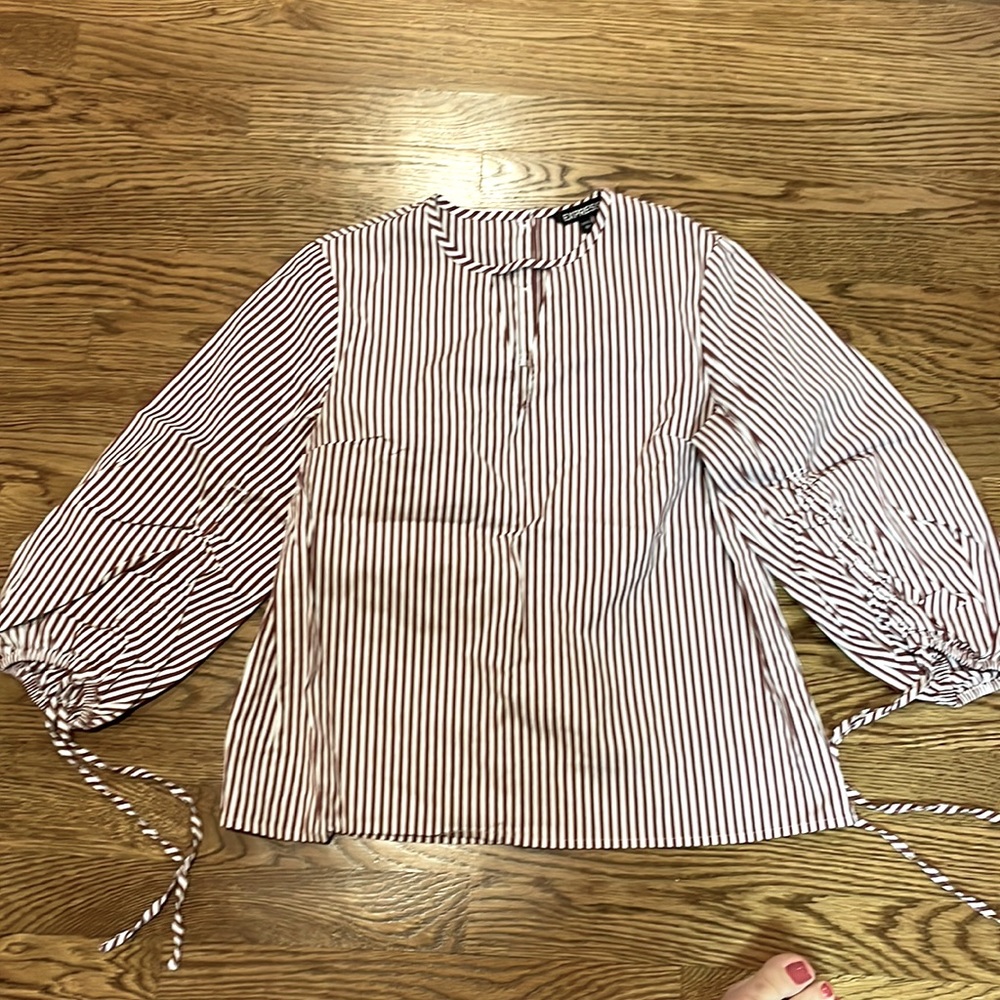 Express bubble sleeve striped top